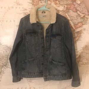 Topshop Moto Shearling Lined Denim Jacket